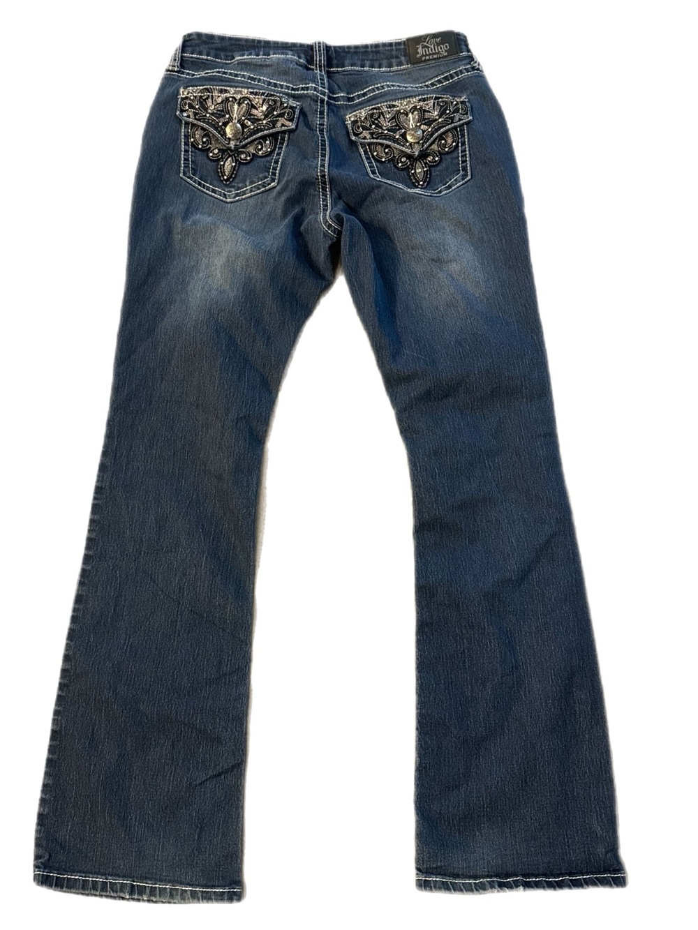 Love Indigo Embellished Back Pocket Bootcut Jeans